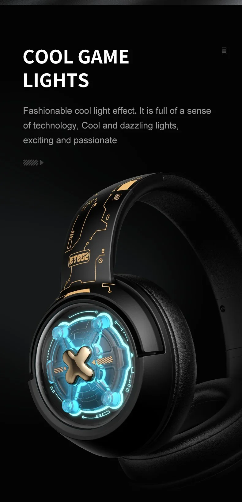 ONIKUMA GT802 Triple-Mode Wireless Gaming Headset with RGB Light, 60-Hour Battery - Black - Image 16