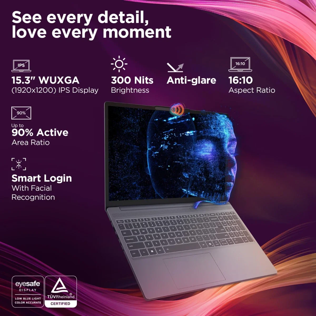 Lenovo IdeaPad Slim 3 15IRH10 Laptop Intel Core i5-13420H 15.3 Inch IPS Full HD+ 8GB RAM 512GB SSD Luna Grey - Image 2