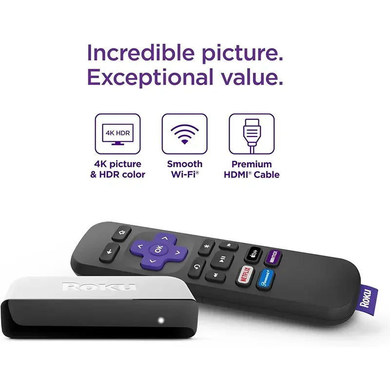 جهاز بث Roku Premiere بدقة 4K/HDR، رام 1GB وتخزين 512MB ومعالج رباعي النواة – 3920RW-SW - Image 4