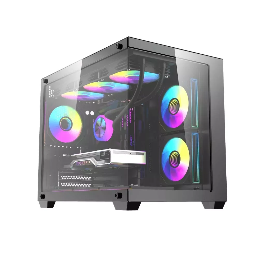 DarkFlash B275 Pro M-ATX PC Case with 6 Infinite Loop ARGB Fans and 650W 80+ Bronze PSU - Black - Thumbnail 3
