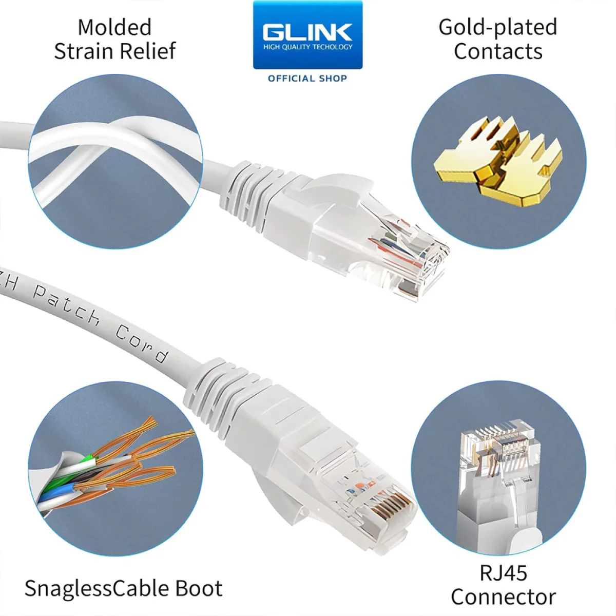 كيبل شبكة GLINK Cat6a بطول 3 متر بموصلات RJ45 - Image 2
