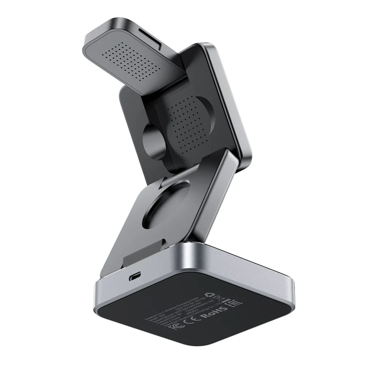 ACEFAST E20 3-in-1 Desktop Wireless Charging Station for Phone, Watch & Earbuds - Gray - Image 5