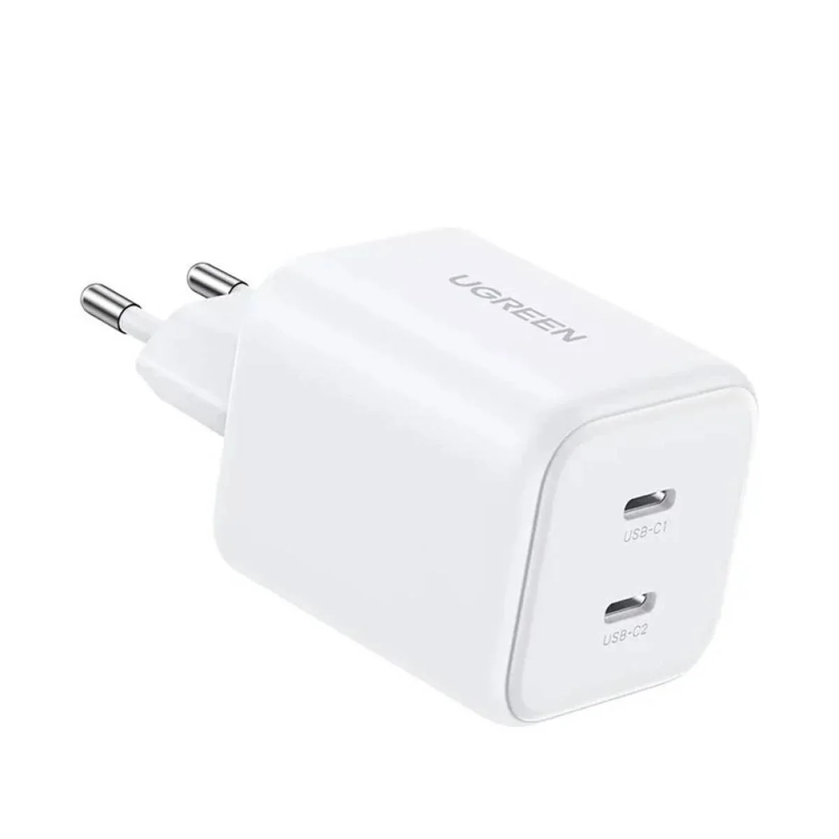 شاحن جداري Ugreen X526 Nexode بقوة 45 واط ومنفذي USB-C وتقنية GaN للشحن السريع PD 3.0 PPS قابس أوروبي