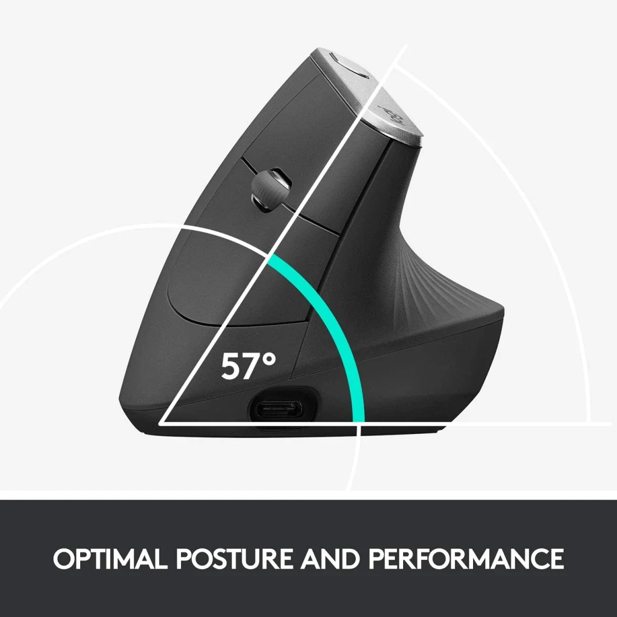 Logitech MX Vertical Wireless Ergonomic Mouse, Graphite - Thumbnail 4