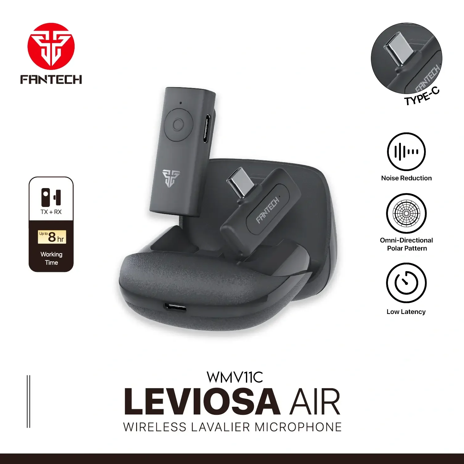 Fantech Wireless Omnidirectional Microphone WMV11C LEVIOSA AIR - Thumbnail 3