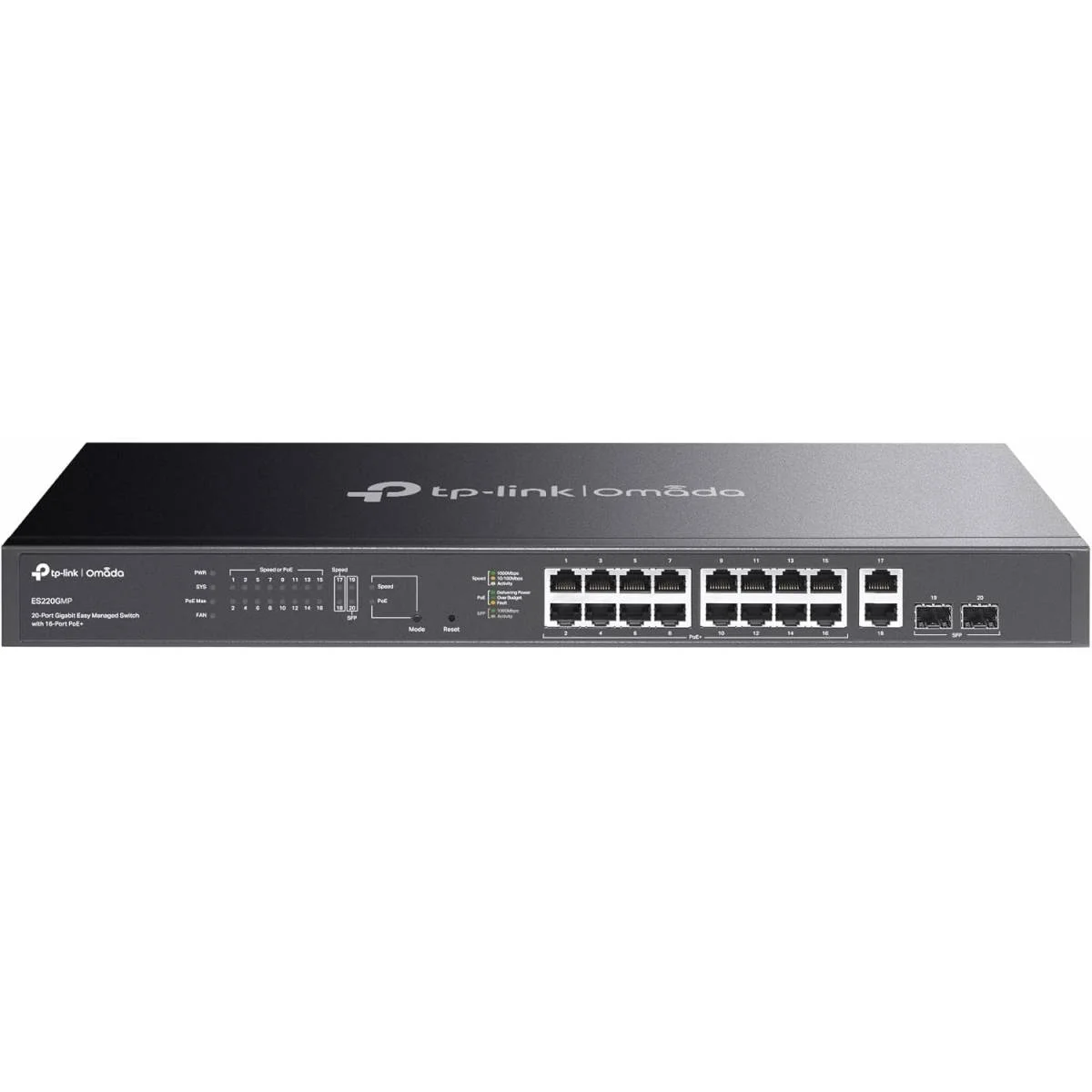 سويتش TP-LINK ES220GMP بـ16 منفذ جيجابت PoE+ سهل الإدارة، 250 واط