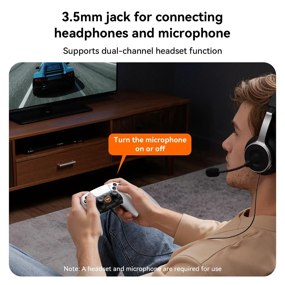 يد تحكم ألعاب لاسلكية HOCO GA32 Dragon لجهاز PS5 بتقنية Bluetooth 5.1 وبطارية 600mAh أبيض - Image 4
