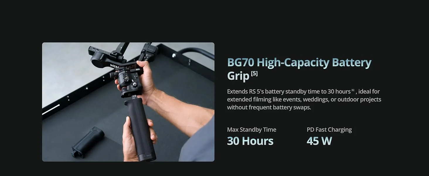مثبت كاميرا DJI RS 5 كومبو مع وحدة تتبع بالذكاء الاصطناعي ومقبض حقيبة، أسود - Image 24
