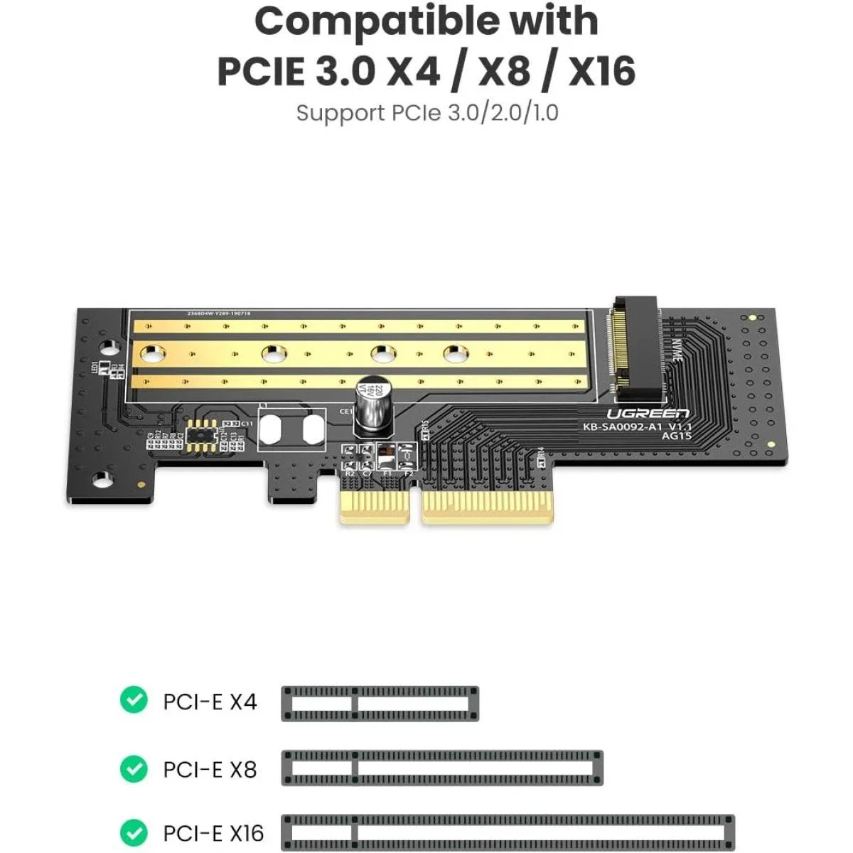 Ugreen 70503 M.2 NVMe to PCIe 3.0 x4 Adapter Card for M-Key SSDs - Thumbnail 3