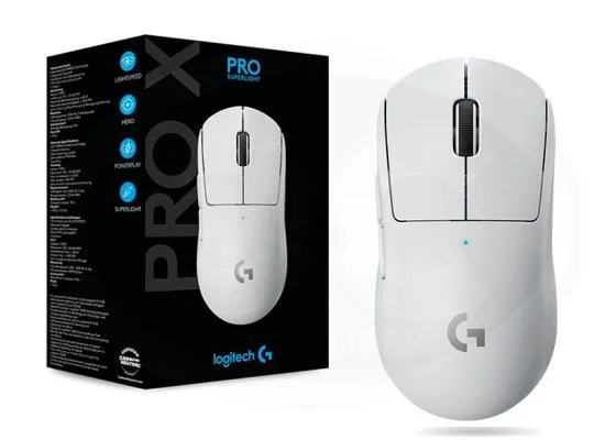 ماوس ألعاب لاسلكي Logitech G PRO X SUPERLIGHT بمستشعر HERO 25K ودقة 25600 DPI، أبيض