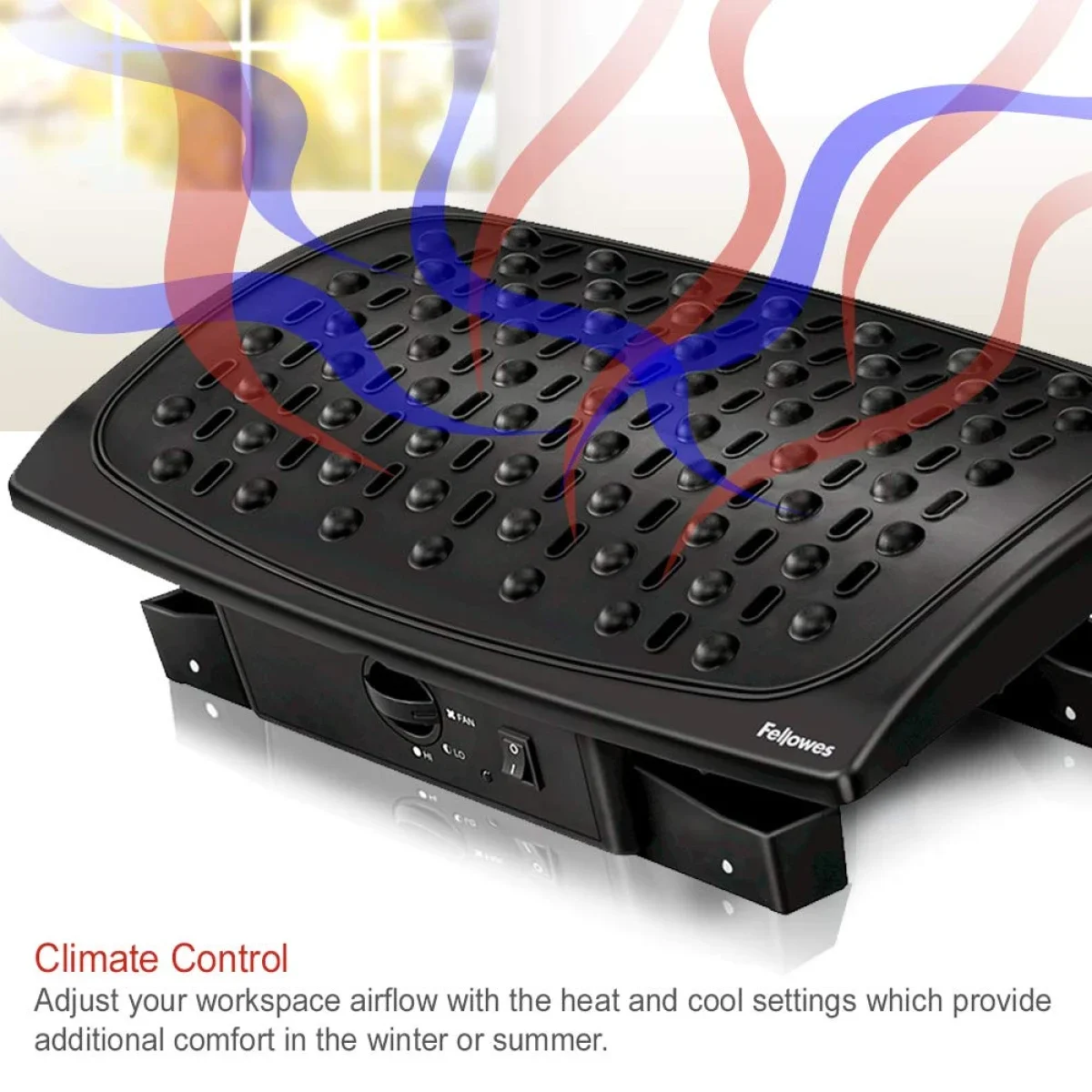 مسند قدم Fellowes Professional Series Climate Control بثلاثة إعدادات حرارة وإيقاف تلقائي، 41.5 × 27 سم - Image 2