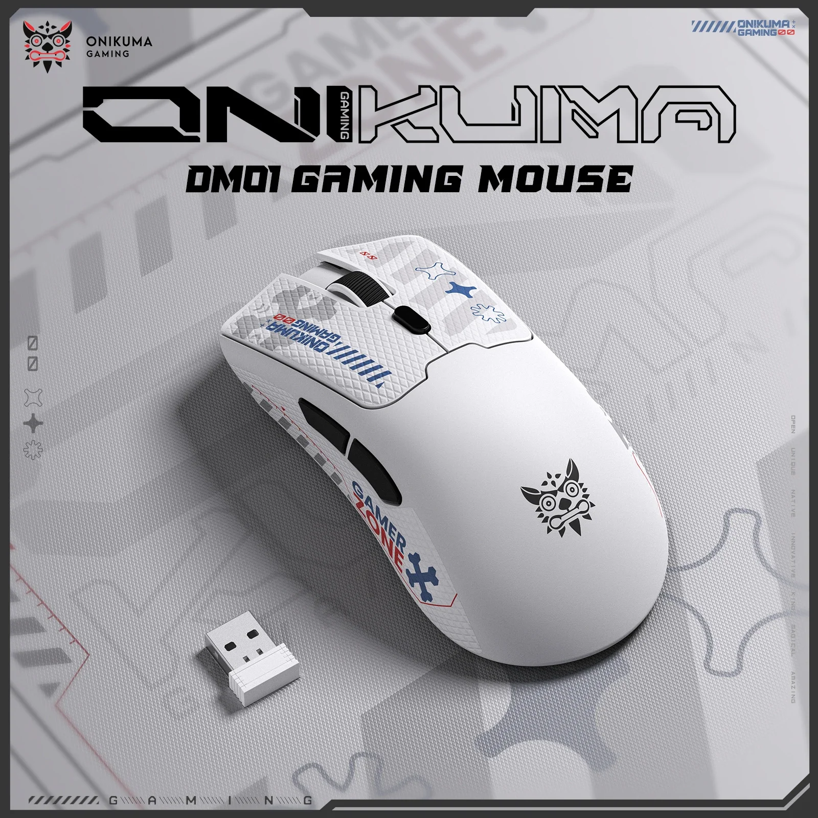 ONIKUMA DM01 Tri-Mode Wireless Gaming Mouse, 12800 DPI, White - Image 7