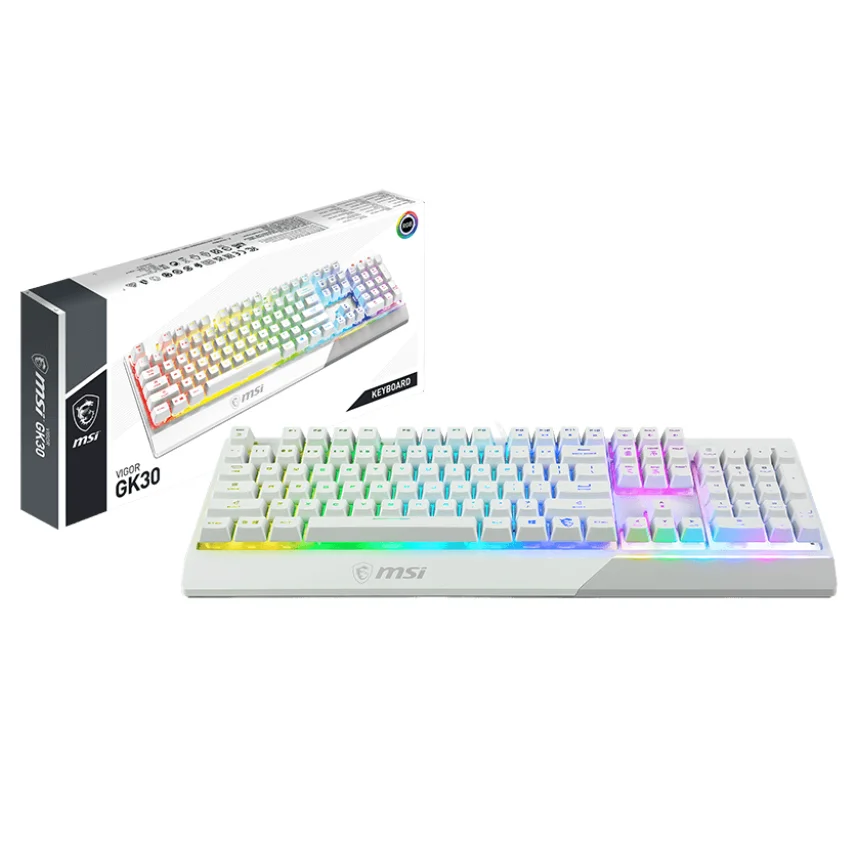 كيبورد ألعاب MSI VIGOR GK30 RGB بإضاءة RGB من 6 مناطق – أبيض - Image 2