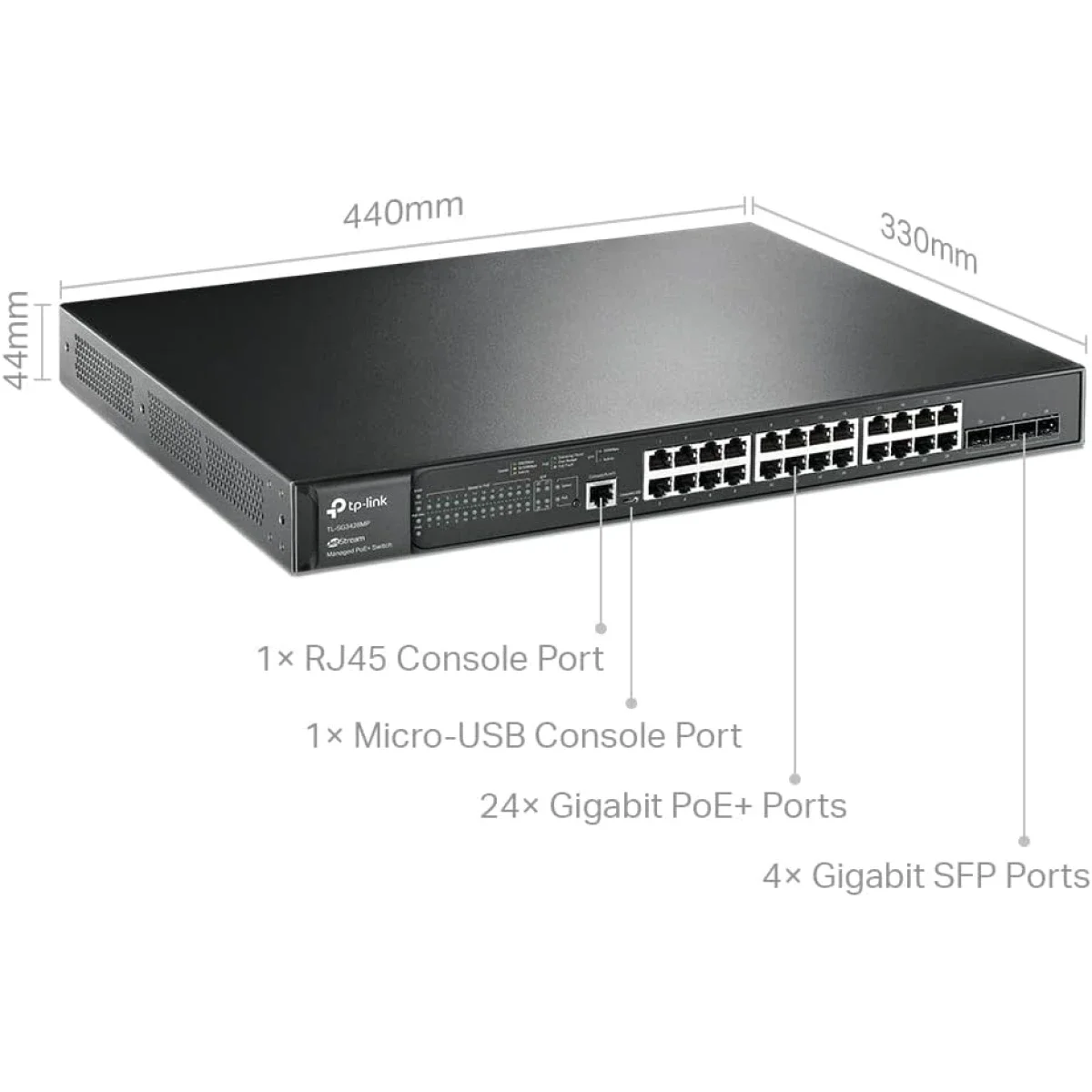 TP-LINK Omada TL-SG3428MP 24-Port Gigabit L2+ Managed PoE+ Switch - Thumbnail 2