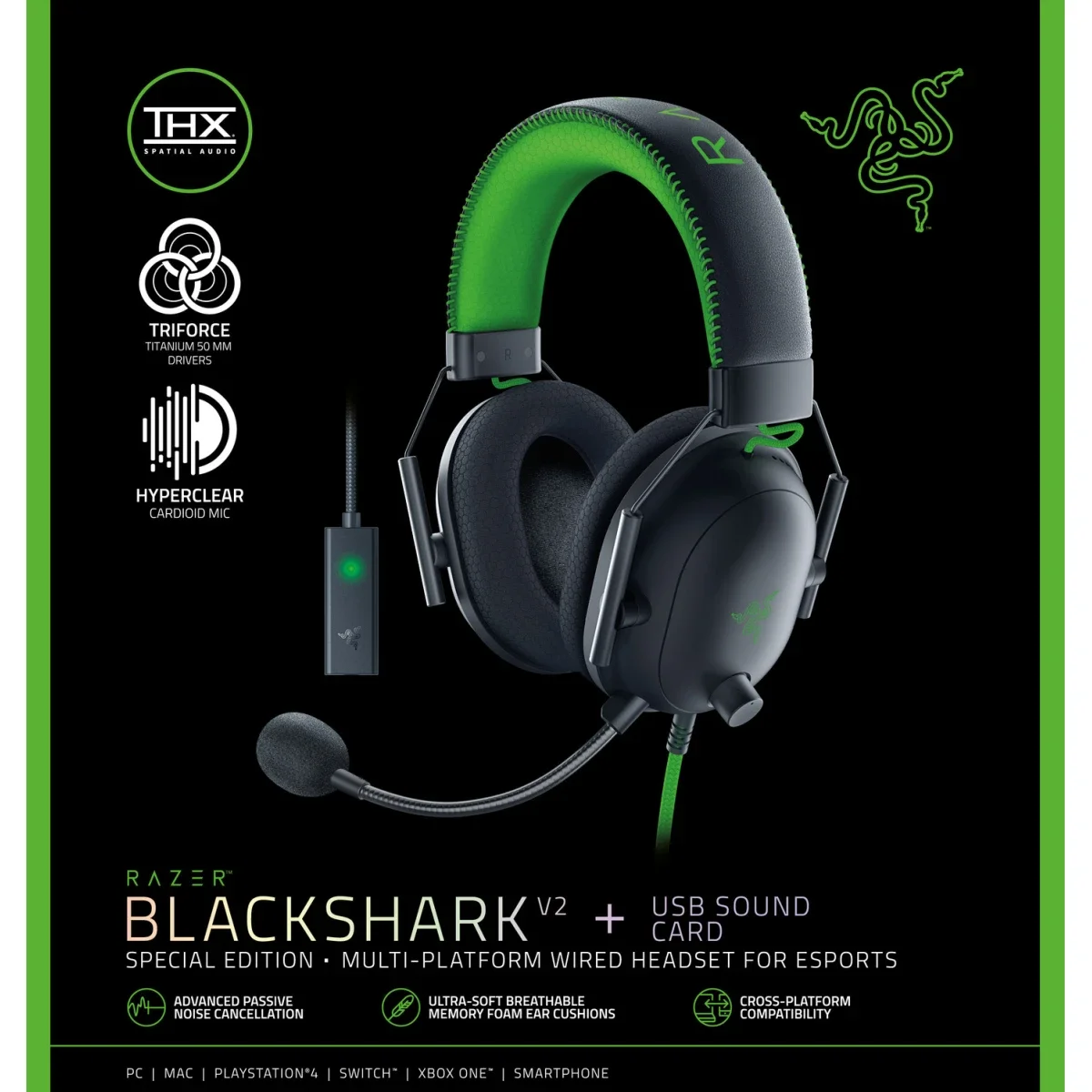 Razer BlackShark V2 SE Gaming Headset with THX Spatial Audio and USB Sound Card