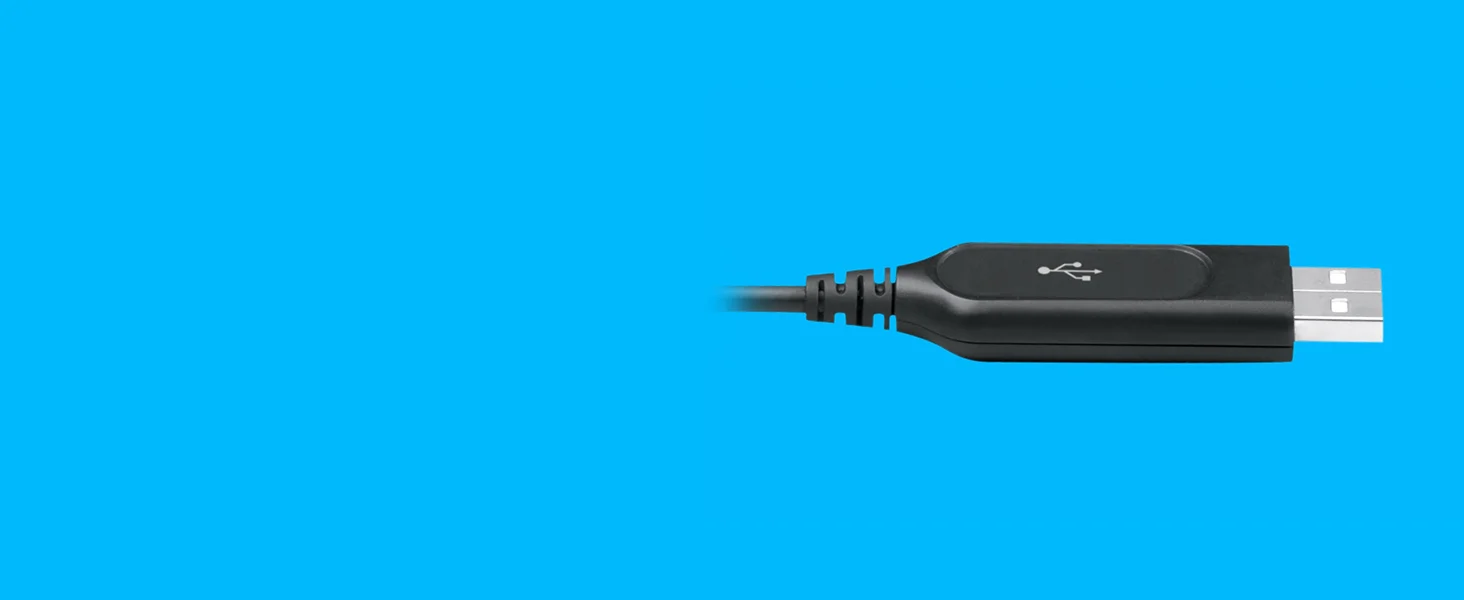 Logitech H390 Wired USB Headset with Noise-Cancelling Microphone, In-Line Controls - Black - Thumbnail 5