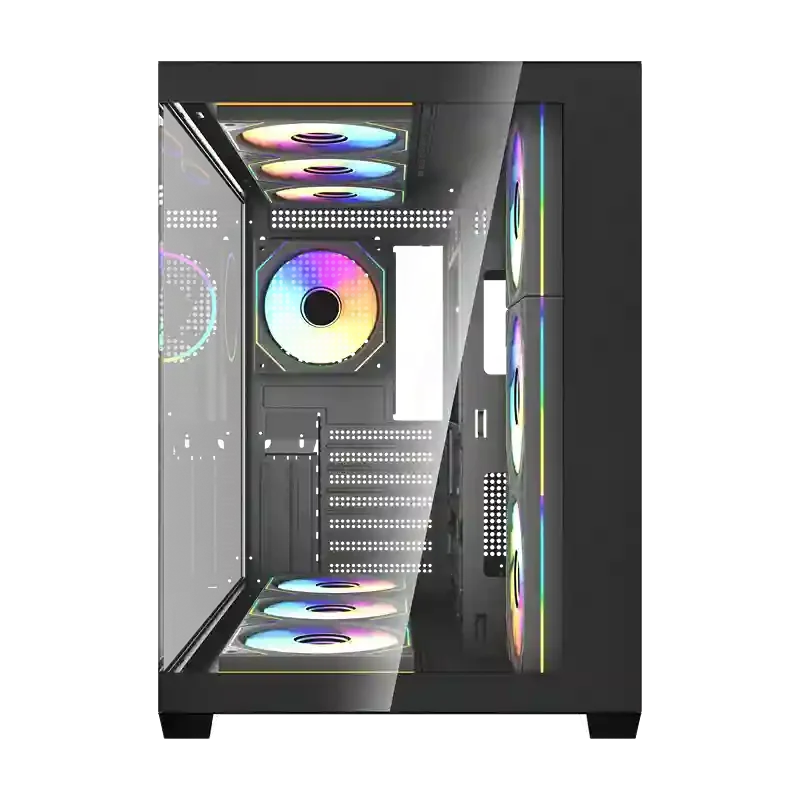 كيس ألعاب Fantech CG85X Lumina X ميد تاور أسود مع 6 مراوح ARGB - Image 4