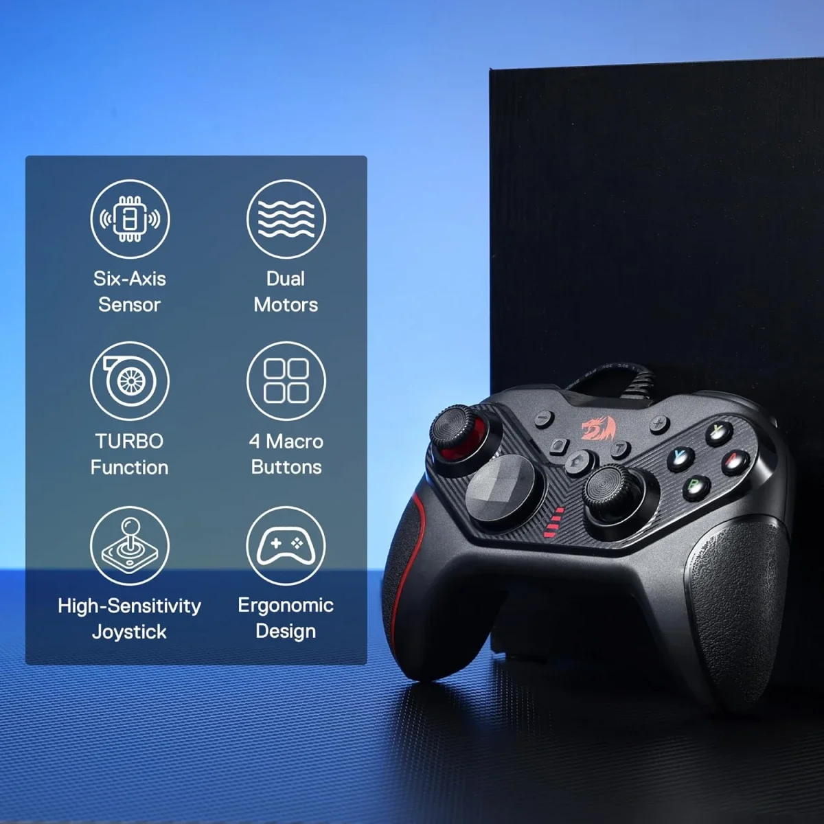Redragon G710 Wired Gaming Controller for PC, Android & Nintendo Switch - Black - Thumbnail 4