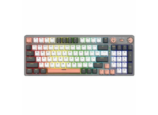 Fantech Wireless Mechanical Gaming Keyboard Grey Blue Switch 96-Key ATOM PRO96 MK914 SATURN - Thumbnail 5