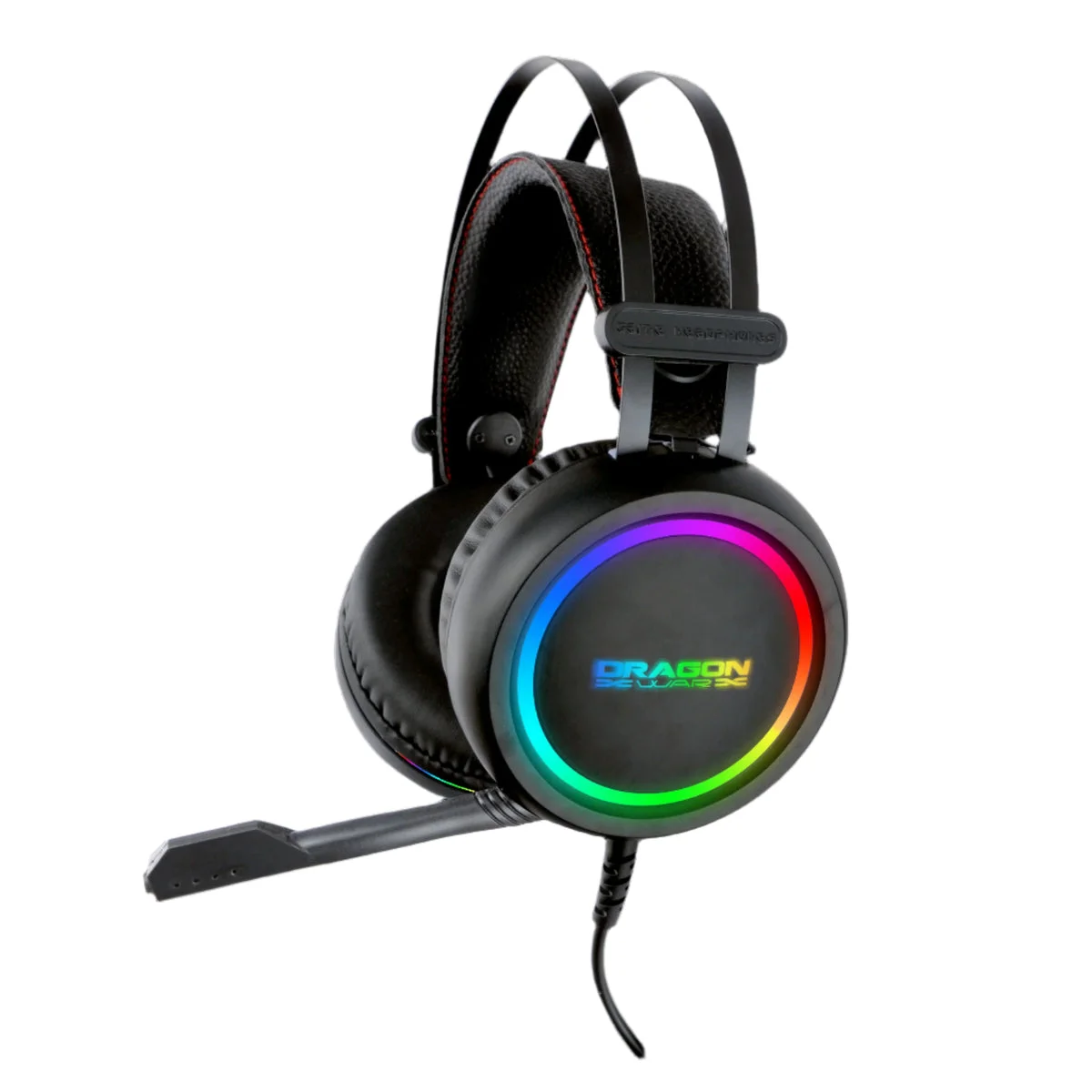 سماعة ألعاب Dragon War G-HS-012 بإضاءة RGB وصوت AUX 3.5 مم + USB للإضاءة، أسود