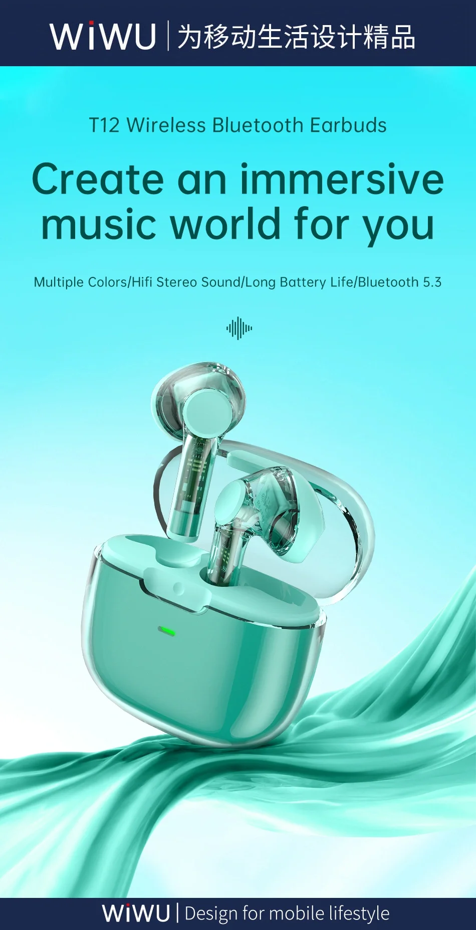 WIWU TWS-12 Wireless Bluetooth 5.3 Earbuds Red - Image 8