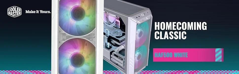 Cooler Master HAF 500 White Edition Mid-Tower PC Case with High Airflow Mesh, ARGB Fans, USB 3.2 Gen 2 Type-C - Thumbnail 12