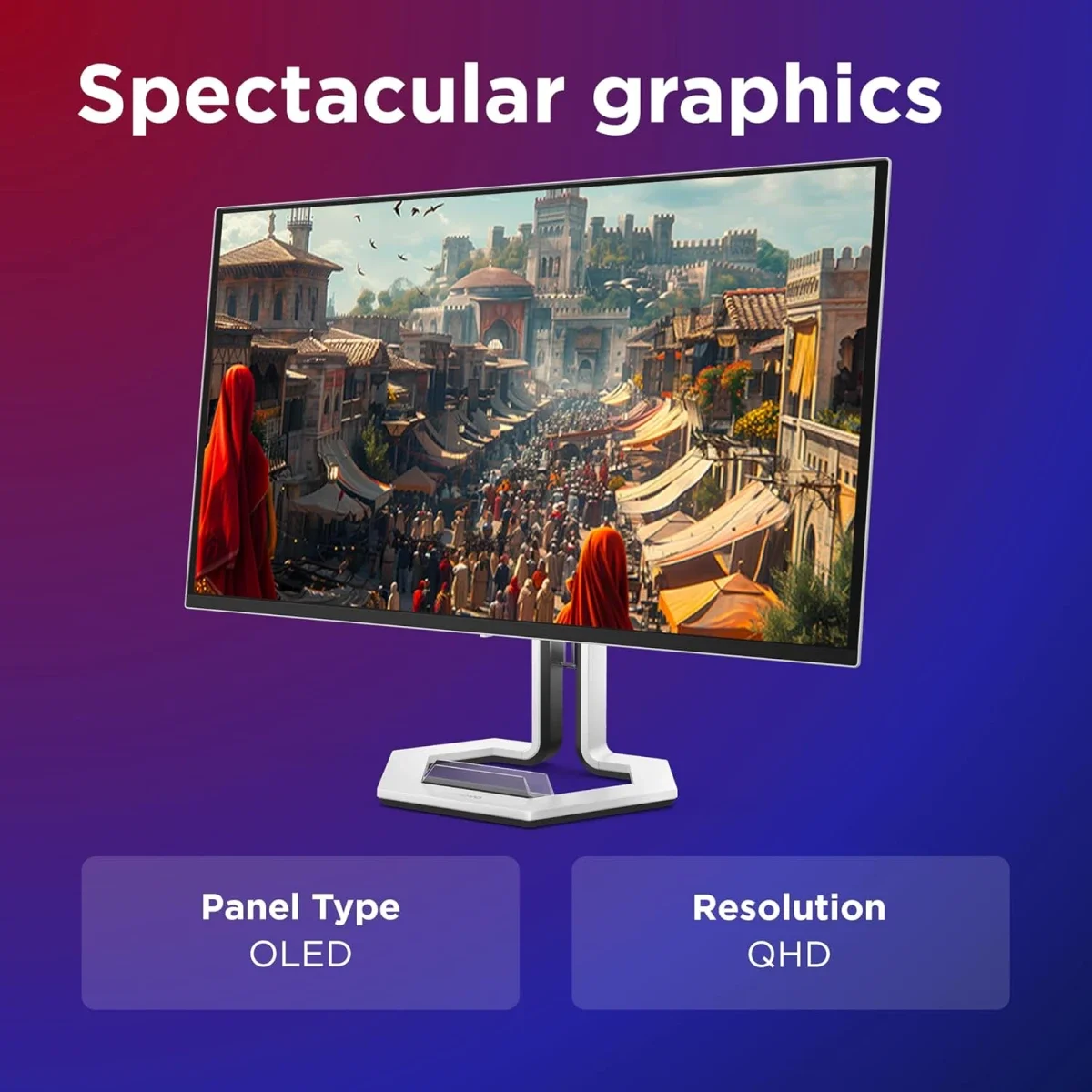 شاشة ألعاب Lenovo Legion Pro 27Q-10 مقاس 26.5 إنش QD-OLED بدقة QHD ومعدل 280 هرتز وزمن استجابة 0.03 مللي ثانية، أبيض - Thumbnail 7