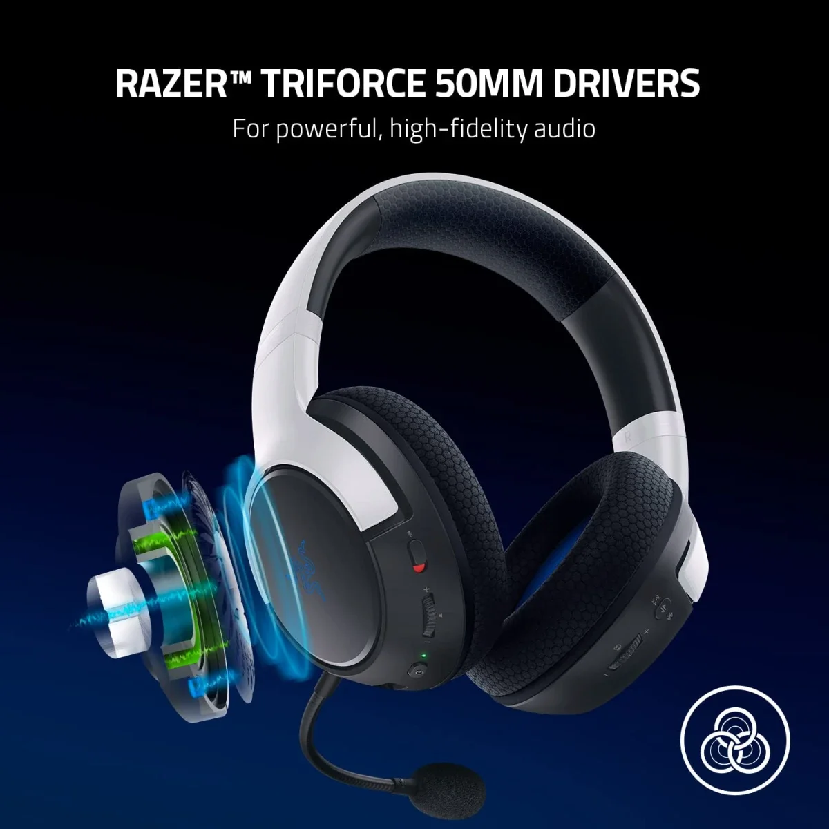 سماعة ألعاب Razer Kaira Dual Wireless لاسلكية لجهاز PS5 والجوال مع ميكروفون HyperClear Cardioid - Thumbnail 3
