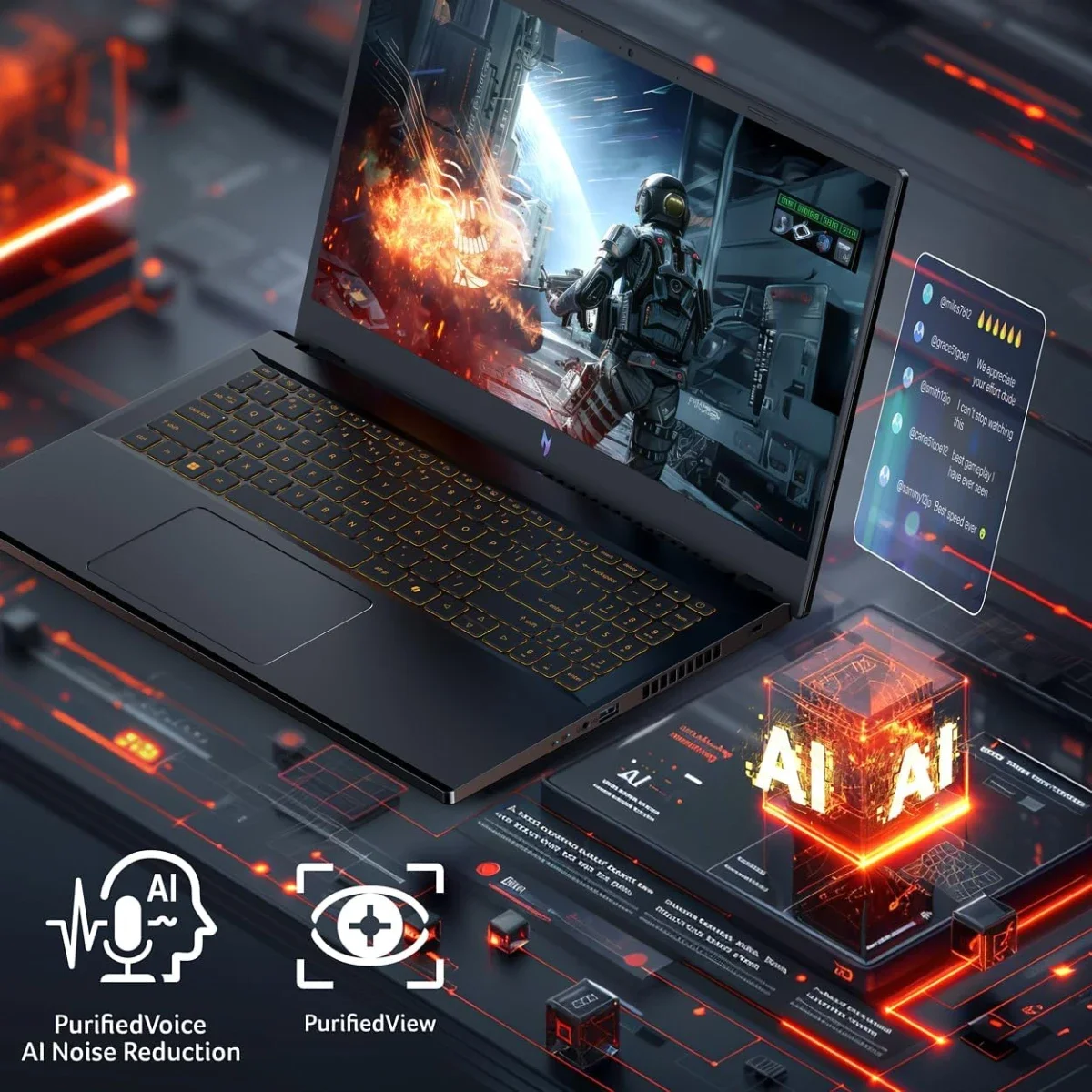 Acer Nitro V 15 ANV15-52-95ND Gaming Laptop 15.6-inch FHD IPS 165Hz Intel Core i9-13900H RTX 5060 16GB RAM 512GB SSD Black - Thumbnail 8