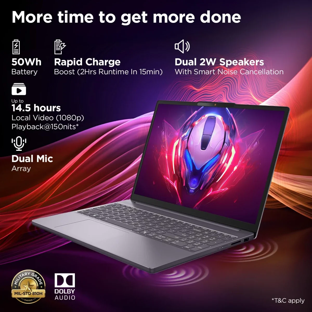 لابتوب Lenovo IdeaPad Slim 3 15IRH10 15.3 إنش FHD+ IPS بمعالج Core i5-13420H وذاكرة 8GB RAM وتخزين 512GB SSD لون Luna Grey - Image 3