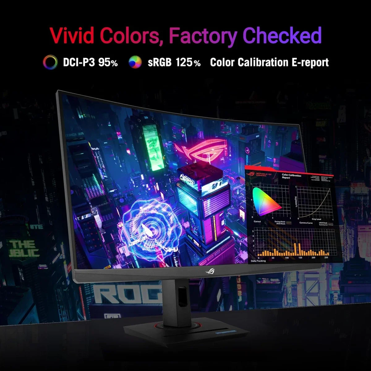 شاشة Asus ROG Strix XG27WCMS للألعاب 27 إنش منحنية QHD، 280 هرتز، 1 مللي ثانية، USB-C - Image 3