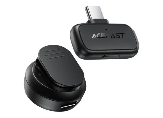 مايكروفون لافالير ACEFAST R7 لاسلكي 2.4GHz مع مستقبل USB-C - أسود - Thumbnail 8
