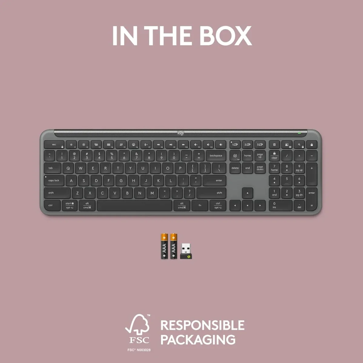 لوحة مفاتيح Logitech K950 Signature Slim لاسلكية كاملة الحجم بتخطيط عربي وإنجليزي، أسود - Thumbnail 8