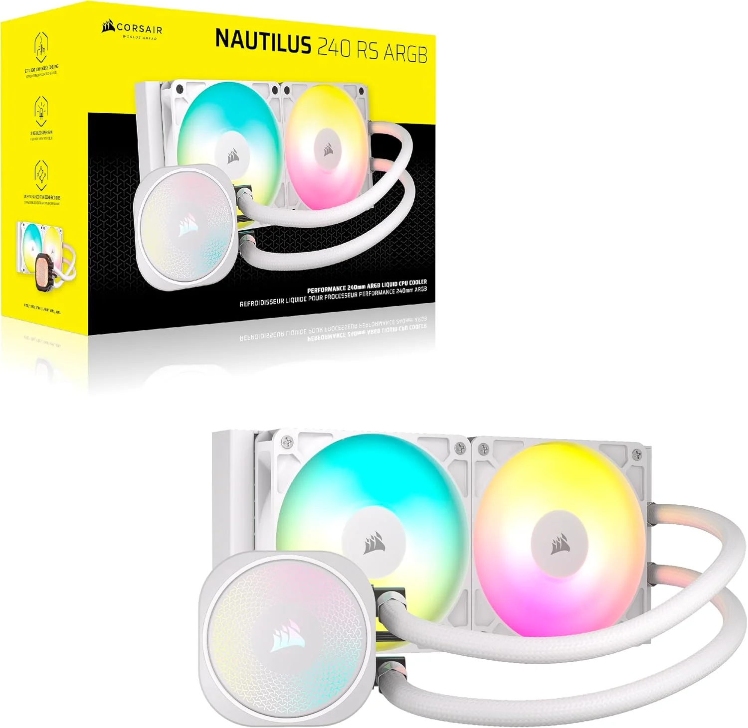مبرد معالج سائل Corsair Nautilus 240 RS ARGB مقاس 240 مم أبيض CW-9060094-WW - Image 2