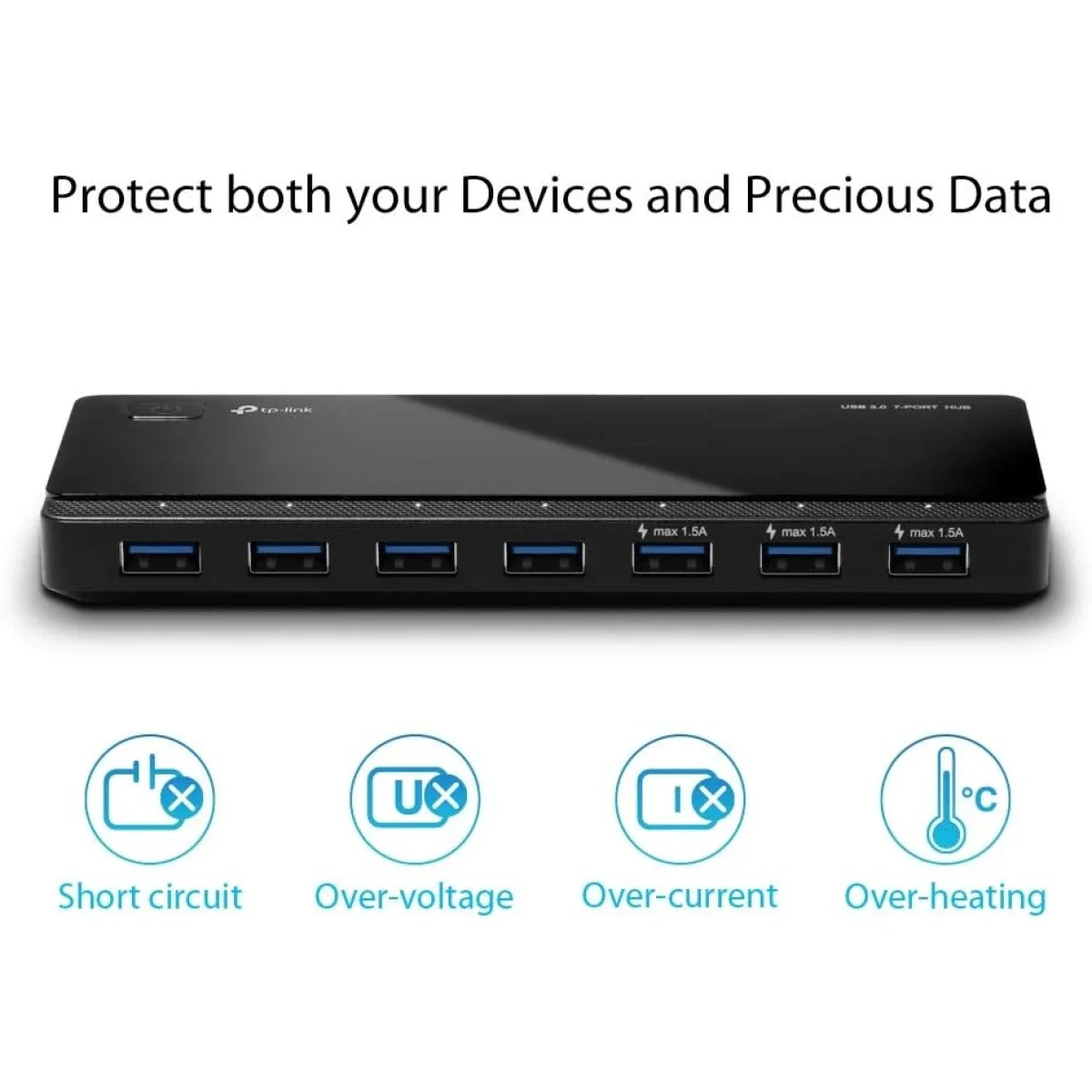 TP-LINK UH700 7-Port USB 3.0 Hub with 5Gbps Transfer Speed and 1.5A Fast Charging - Image 4