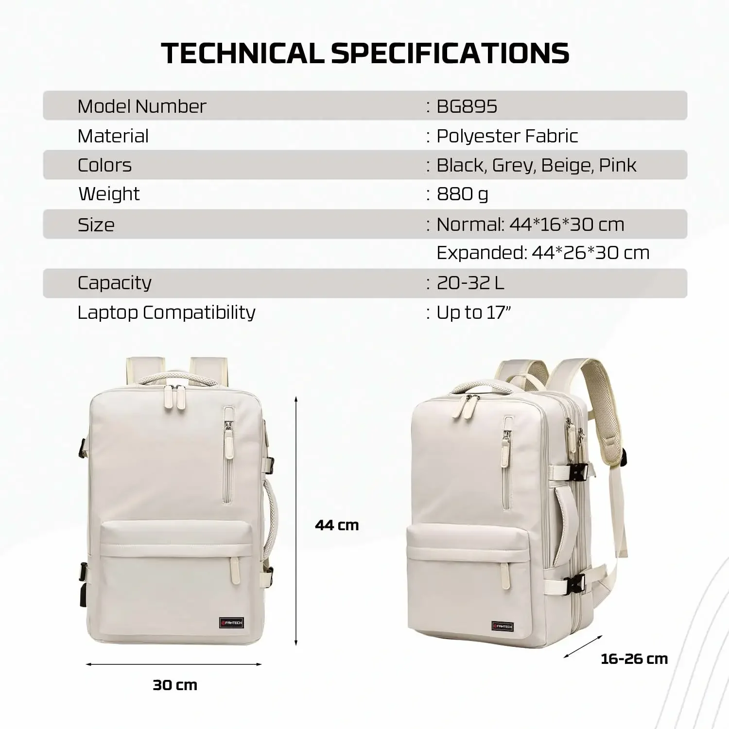 حقيبة ظهر قابلة للتوسعة للسفر Fantech Voyager - رمادي - Image 5