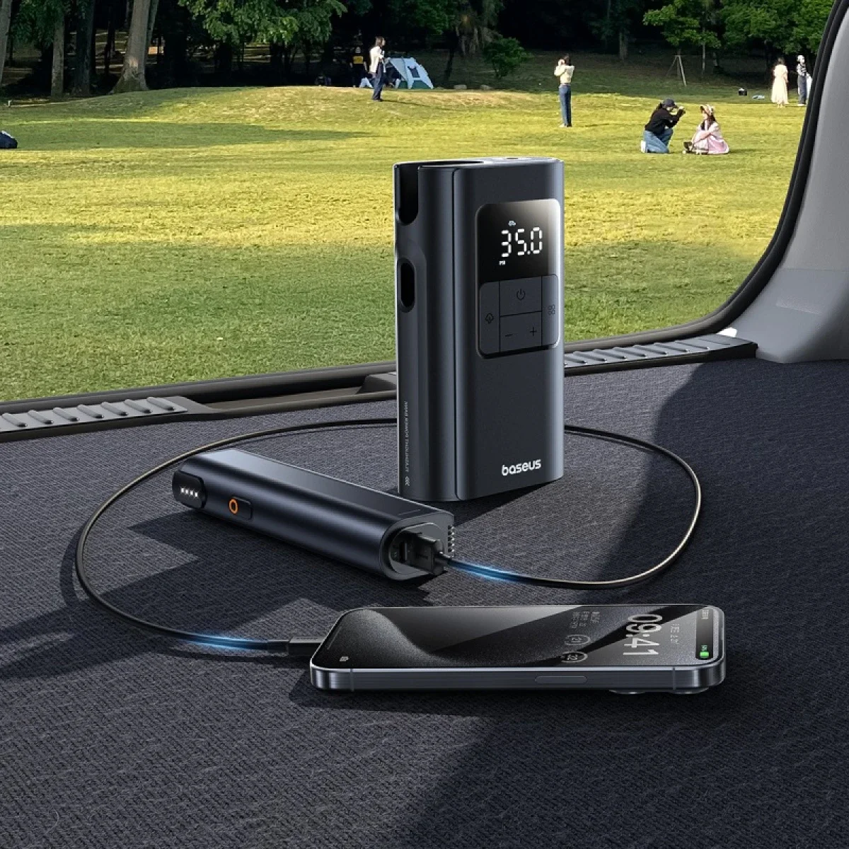 Baseus VA1 Dual-Power Car Tire Inflator with Flashlight and 6000mAh Power Bank - Thumbnail 7