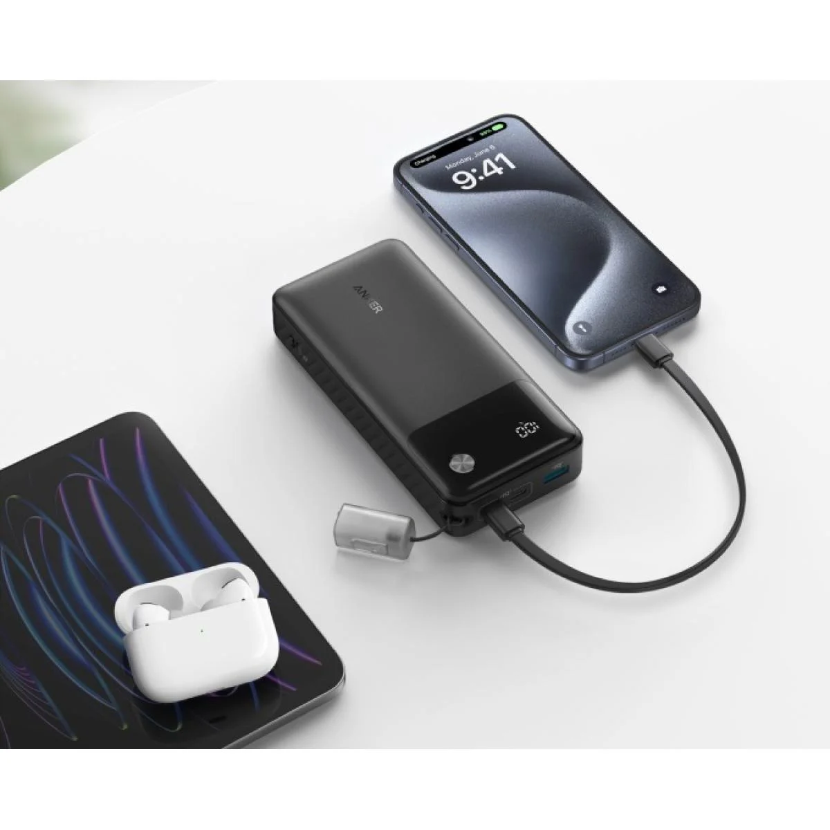 باور بانك Anker A1384H11 بسعة 20000mAh وقدرة 30W مع كابل USB-C مدمج - Image 3