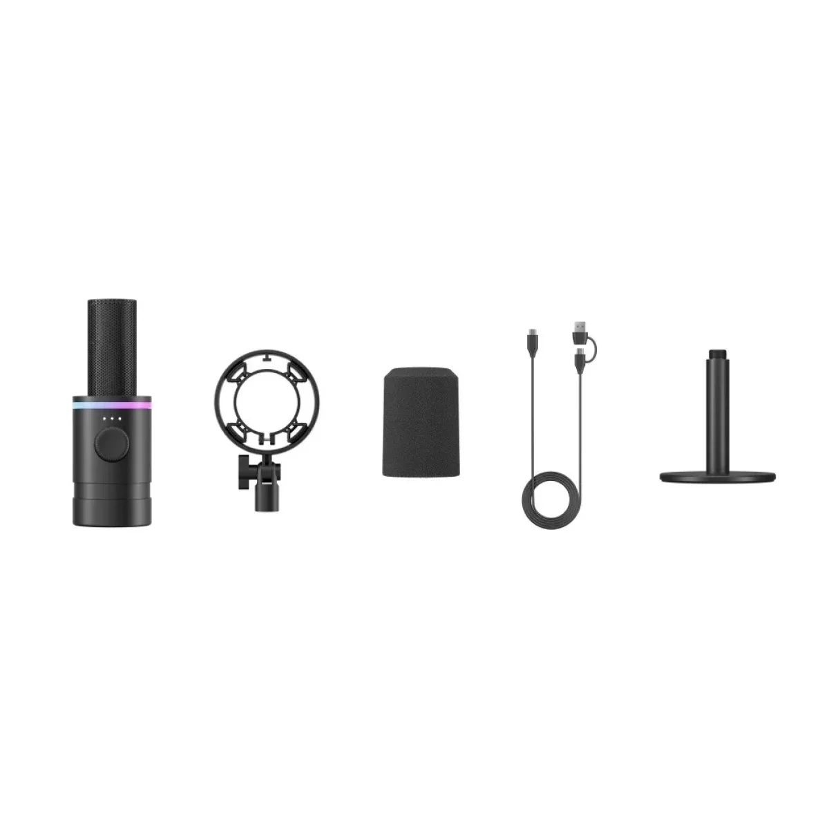 ميكروفون ديناميكي Boya CastMic S60 USB وXLR بإضاءة RGB - أسود - Image 5