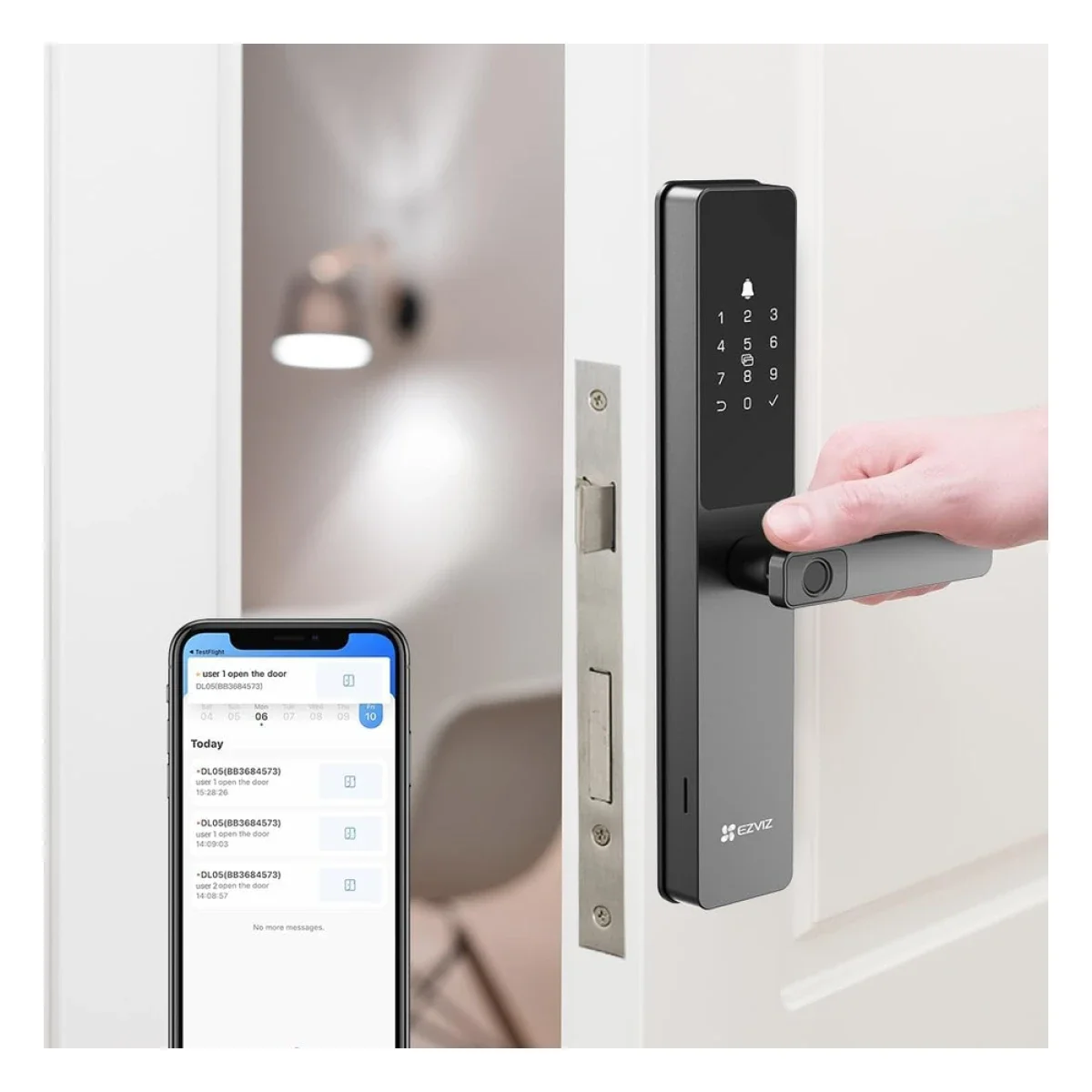 Ezviz DL05 Smart Fingerprint Door Lock with Wi-Fi, Bluetooth & IP65 Front Panel - Metallic Grey - Image 4