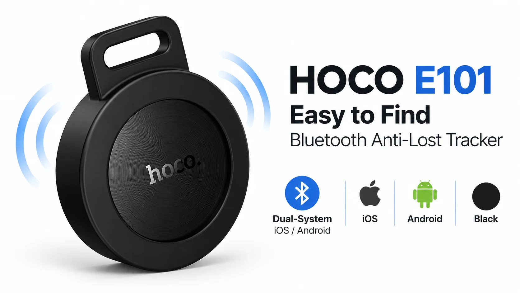 جهاز تتبع الأغراض HOCO E101 Easy to Find بلوتوث بنظامين - أسود - Image 7