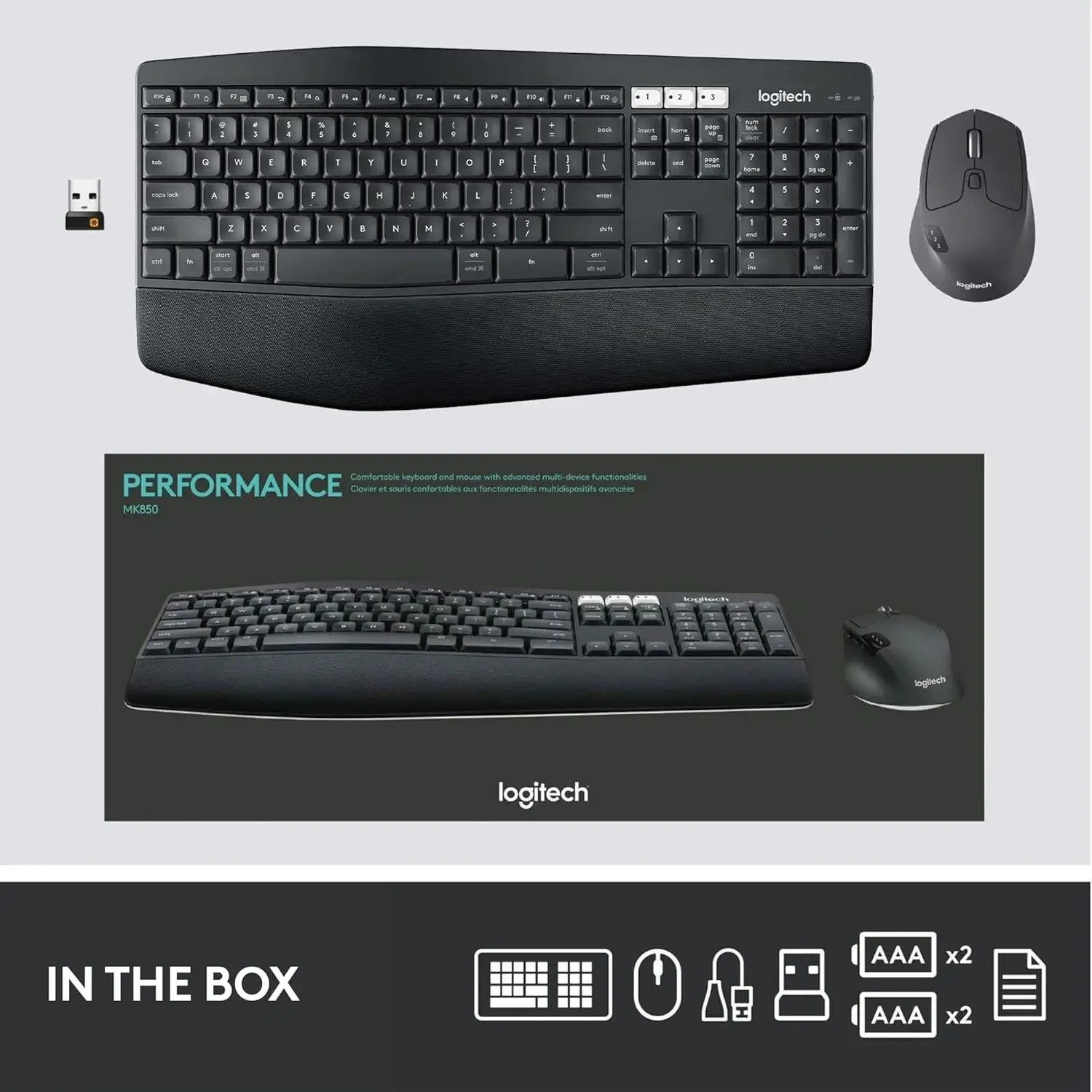 Logitech MK850 Performance Multi-Device Wireless Mouse & Keyboard Combo Arabic & English Layout - Image 3