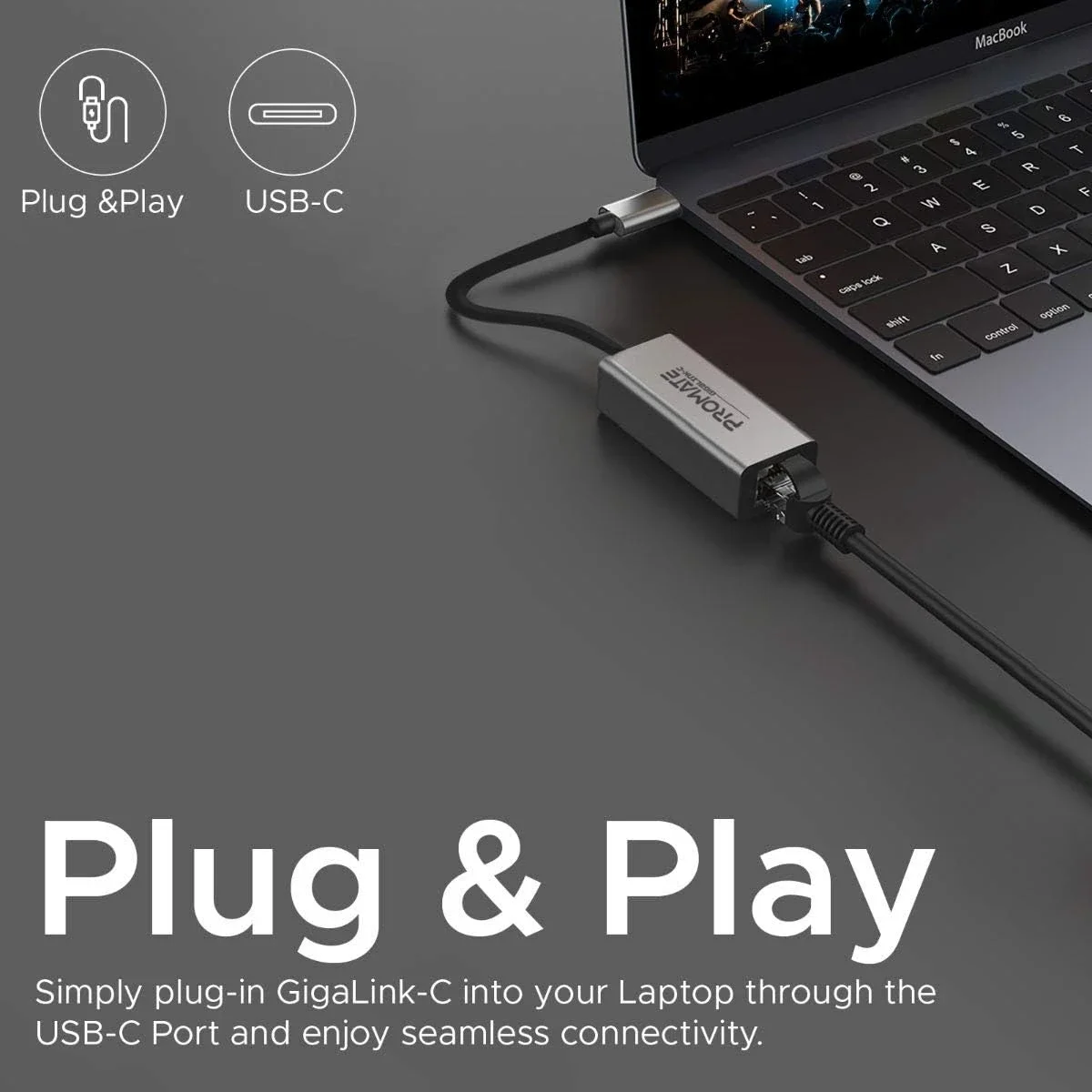 محول Promate GigaLink-C USB-C إلى RJ45 جيجابت إيثرنت 10/100/1000Mbps - Image 5