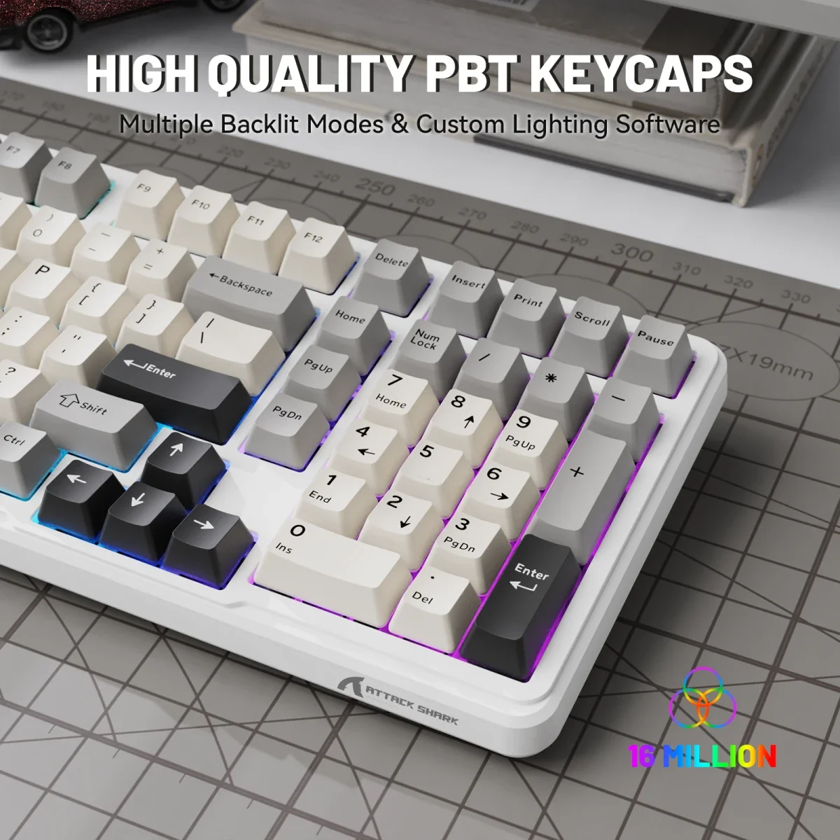 ATTACK SHARK X98 Tri-Mode Wireless Mechanical Keyboard - StarLight White - Thumbnail 7