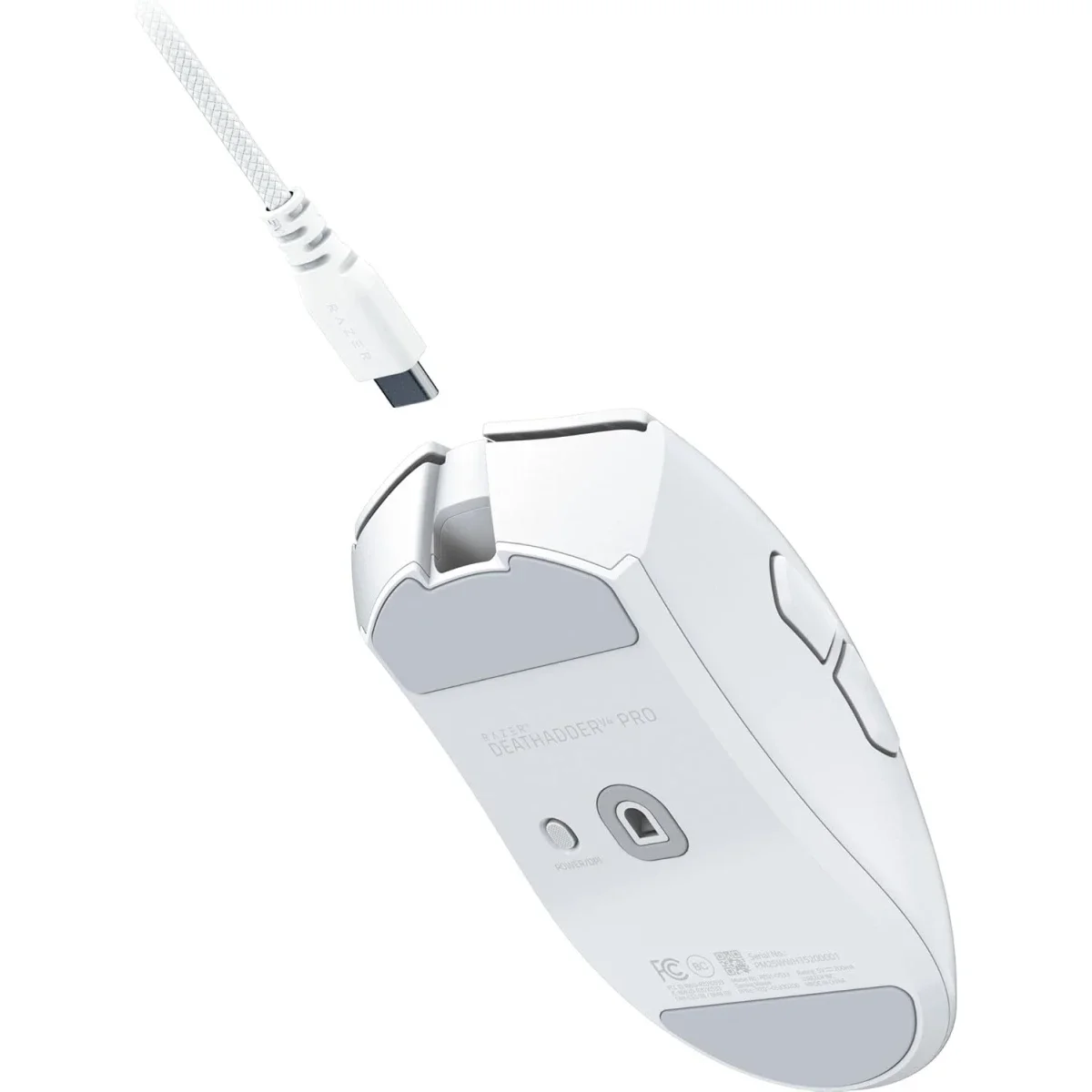 ماوس ألعاب Razer DeathAdder V4 Pro لاسلكي، 56 غرام، HyperSpeed الجيل الثاني، مستشعر Focus Pro 45K الجيل الثاني، عجلة تمرير بصرية، مفاتيح بصرية الجيل الرابع، بطارية حتى 150 ساعة، أبيض - Thumbnail 9