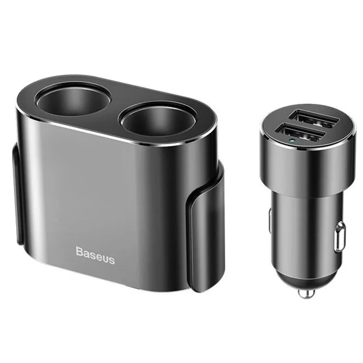 Baseus High Efficiency 80W Car Cigarette Lighter Splitter with Dual USB 3.1A - Black