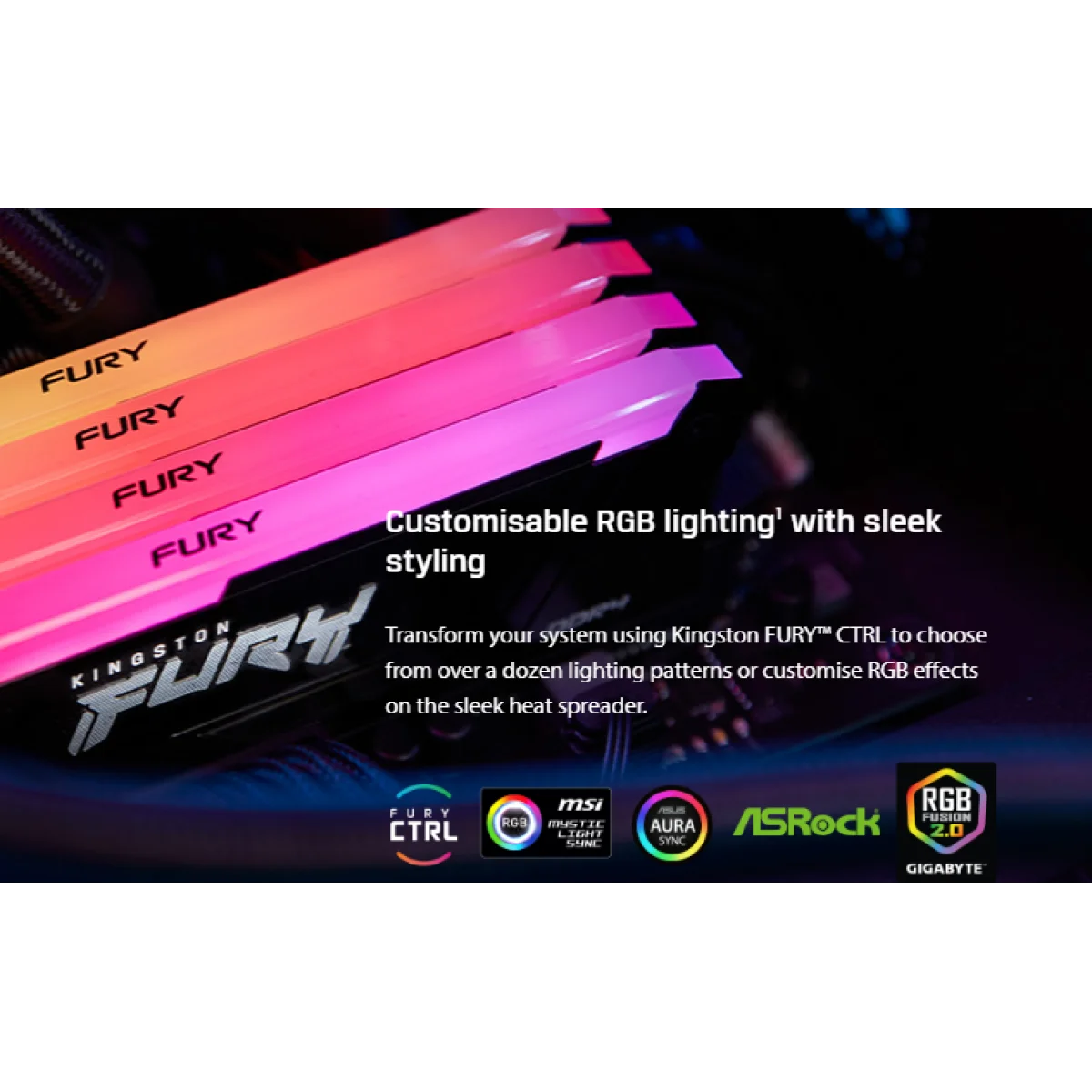 ذاكرة رام Kingston FURY Beast RGB 16GB DDR4 بسرعة 3200MT/s - Image 5