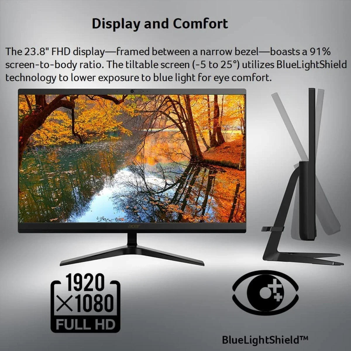 Acer Aspire C24-1700 All-in-One Desktop 24-inch FHD Intel Core i5-1235U 8GB RAM 512GB SSD Black - Image 3