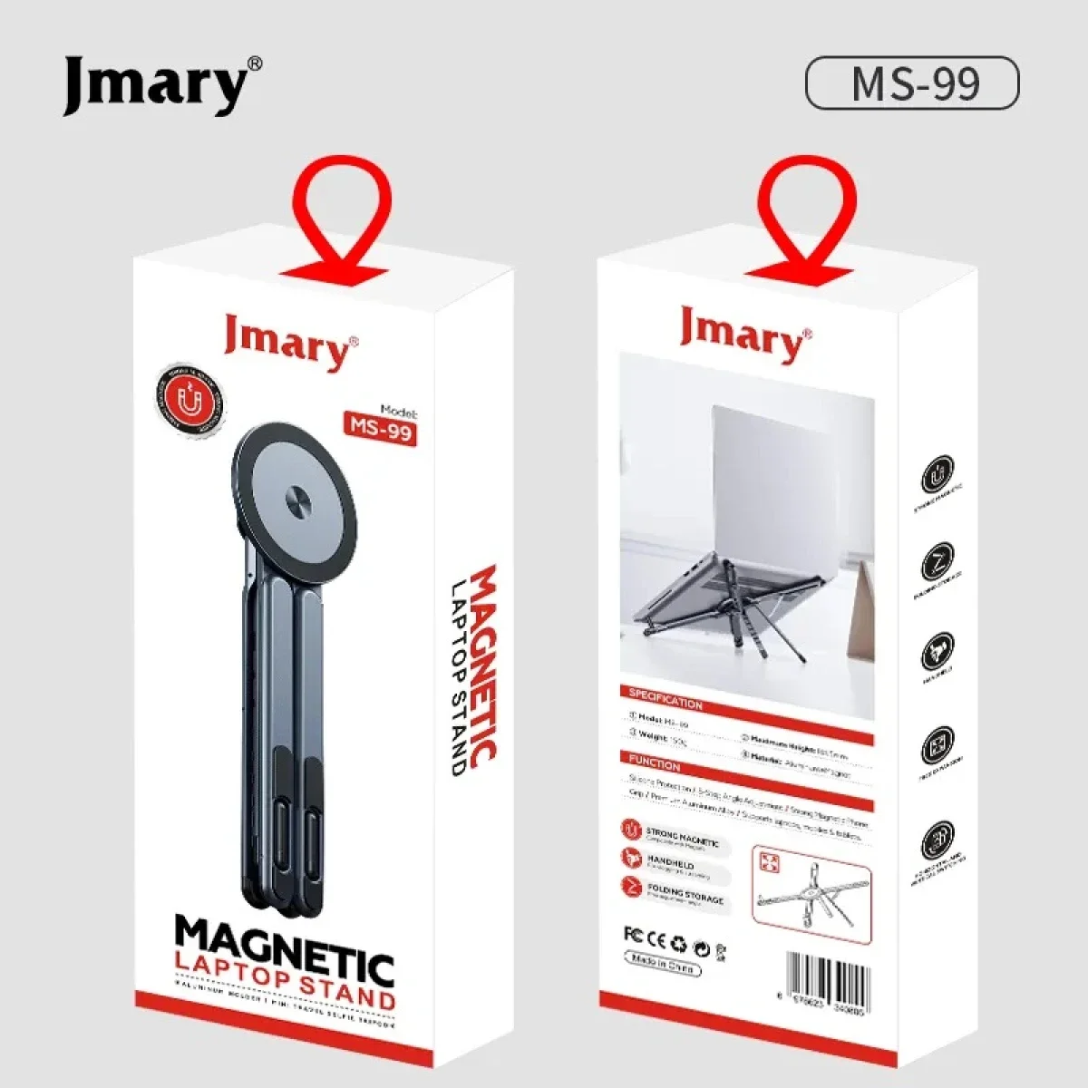 حامل Jmary 3 في 1 قابل للتعديل ومغناطيسي من الألمنيوم للابتوب والتابلت والموبايل - رمادي فضائي - Image 3