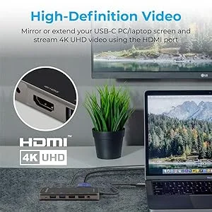 محول متعدد المنافذ USB-C من Promate PrimeHub-Pro 11 في 1 مع 100W PD و4K HDMI وVGA وRJ45 وAUX وSD/TF و4 USB - Thumbnail 13